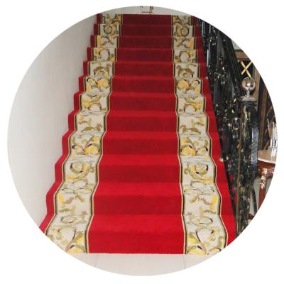 China Stain Heavy Duty Red Aisle Long Runner Roll Stair Case Hotel Carpets Stair Carpet for sale