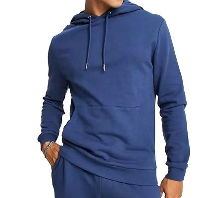 China Blue Drawstring Hood Hoodie Ribbed Cuff Skinny Full Length Jogger Men's Breathable Tracksuit for sale