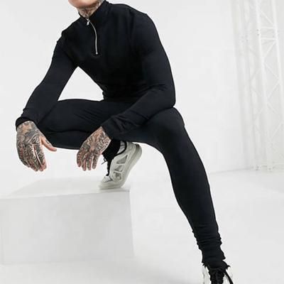 China Black Jogger Men's Drawstring Tracksuits Jacket Zipper Long Sleeve Autumn Breathable Sweatsuit for sale