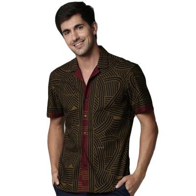 China Chinese Vendor Anti-Pilling Mens Metal Burgundy Buttons All Over Paisley Printing Summer Shirts for sale