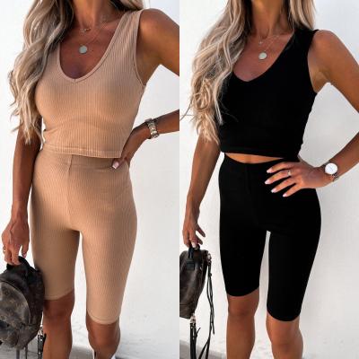 China 2021 Summer Hot Selling Two Piece Breathable Spring And Shorts Set Women Clothing for sale