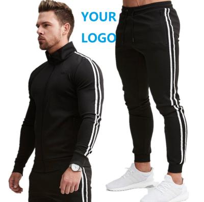 China Anti-Wrinkle Factory OEM 2021 Customized LOGO GYM Tracksuits Two Piece Men Slim Fit for sale