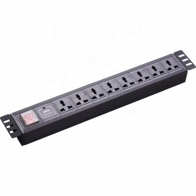 China Cheap 1.5U 8Way Multiple Universal Type Aluminum Alloy With Overload Switch Rack PDU for sale