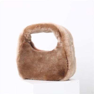 China free shipping luxury hot luxury designer ladies fur handbags for sales lambskin luxury female fur bag soft bean bag for sale