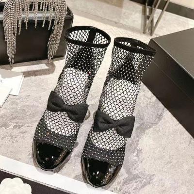 China 2023 Luxury Crystal Lady's Sandals Boot Famous Spring Designer Gauze Boots Shoes Brand Designer Style Waterproof Models New for sale