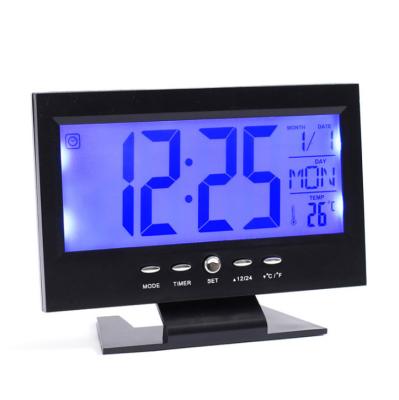 China Hot Selling Promotional Calendars Factory Price Gifts Voice Control Backlight LCD Clock for sale