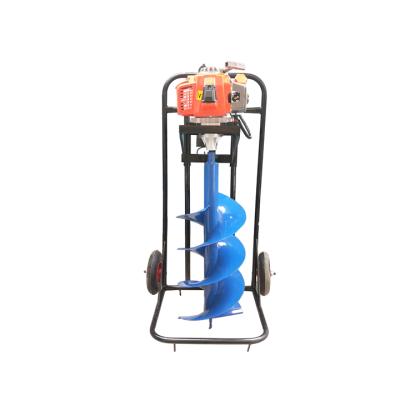 China 62cc Gasoline Hand Push 2 Wheels Post Hole Digger 300mm Earth Drilling Rig for sale