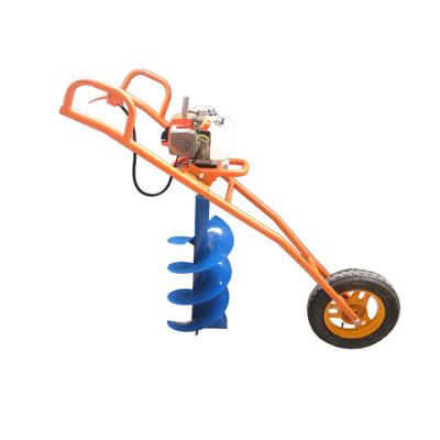 China Hand Push 62cc Gasoline Ground Drill Hand Push Type Earth Auger With Wheel Earth Auger Drill for sale