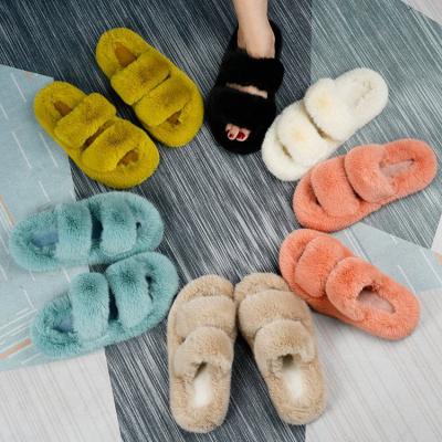 China 2021 Free Sample Home Fashion Soft Custom Logo Winter Home Slippers Outdoor Fuzzy Plush CUSHIONING CUSHIONING for sale