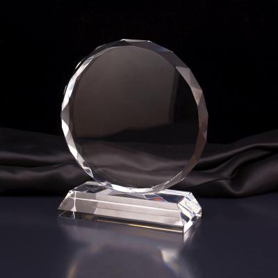 China Hot Selling Free Space K9 Crystal Souvenir Gift Awards Education Round 3d Laser Engraving White Clear Crystal Glass Award Trophy for sale