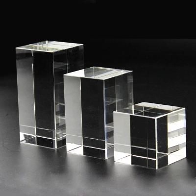 China Europe Wholesale Customized High Quality Transparent 3d Engraving Laser Chamfered Cube Crystal Blank In K9 Paper Weight for sale