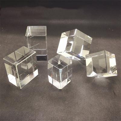 China Europe Manufacturer Professional Custom Logo Crystal Blank Cube Square Rectangle Laser Engraved Craft Clear K9 White 3d Crystal Block for sale