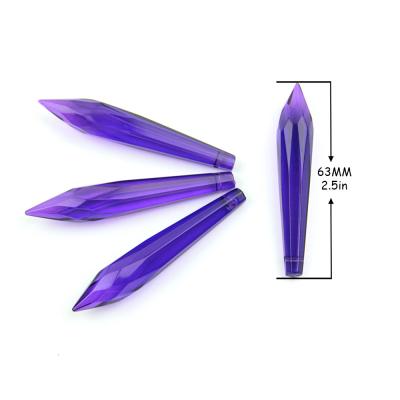 China Free Shipping Inspection 63mm Exquisite Chandelier Sun Catcher Prism Glass Hanging Light Decor Violet Crystal Icicle Lamp Pendants Environmental Crystal for sale