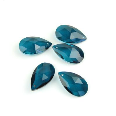 China Warehouse 38mm Peacock Blue Chandelier Lighting Almond Teardrop Crystal Chandelier Parts For Garland Strand Decor for sale