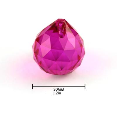 China Glass Balls Crystal Faceted Pendants Hotel Luxury Exquisite Home Sale 30mm Large Fuchsia Chandelier Crystal Lighting Hanging Balls from Europe for sale