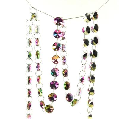 China Wedding Hot Sale 14mm Colorful Lighting Chandelier Crystal Glass Octagon Bead Chain Event Concert Tiers Garland For Wedding Decoration for sale