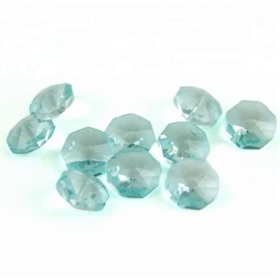 China Environment Inspection Good Quality Light Blue Green Glass Bead 14mm Cut Faceted Crystal Octagon Chandelier Beads One Hole Home Lamp Beads Decoration for sale