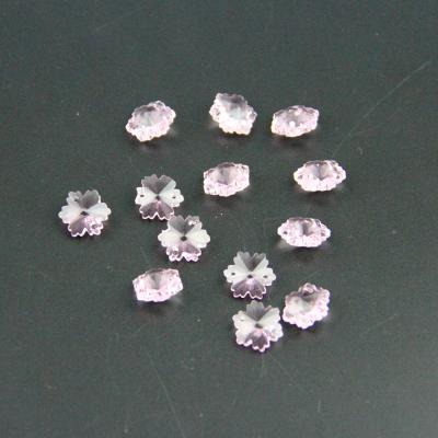 China Environmental Inspection Top Selling Shiny 14mm Pink Crystal Beads Two Holes Crystal Lighting Bead Parts Home Crystal Lamp Snowflake Beads Exquisite for sale