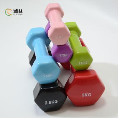 China Anti Roll Hex Vinyl Dumbbells 3kg Easy Carry With Hand Weight for sale