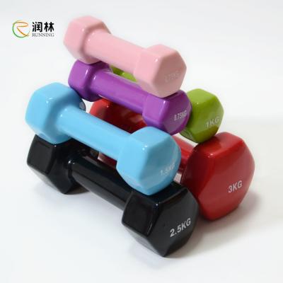 China commercial Hex Shape Gym Dumbbell Set Multifunctional Iron PVC material for sale