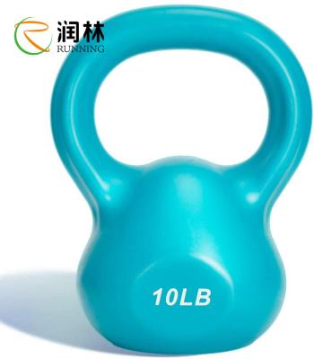 China Comfortable Hand Grip Solid Cast Iron Kettlebell Weights Blue 10lb 15lb 20lb for sale