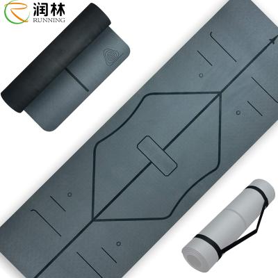 China Women Men Fitness Home Exercise TPE Yoga Mat Non Slip With Alignment Lines for sale