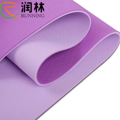 China Light Purple Custom Non Slip Pilates Eco Friendly TPE Yoga Mat Foldable With Travel Bag for sale