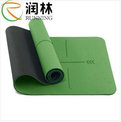 China Fitness Custom Logo 6mm TPE Yoga Mat Double Side With Customized Position Line for sale