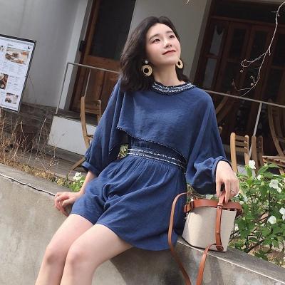 China ASM Viable ANNA 2019 Summer Retro Double Layer New Lace Embellishment Casual Overalls Women Shorts for sale