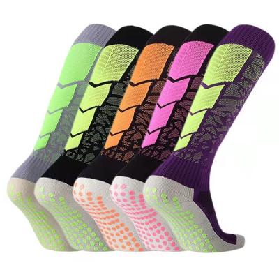 China S020 Men's and women's football socks point multi-color nylon glue breathable non-slip tube long thickened sports socks for sale