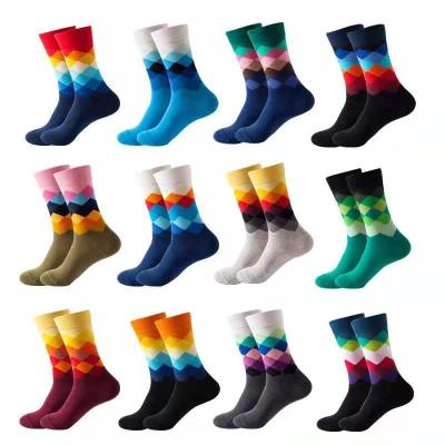 China F004 autumn and winter socks women's amazon diamond pattern fashion trend QUICK-DRY socks INS wind tube socks wholesale for sale