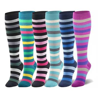 China B001 Breathable Compression Socks Striped Sports Pressure Socks for sale