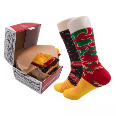 China M003 QUICK DRY Hamburger Socks Fashion Christmas Socks Boxed Gift Couple Casual Socks for sale