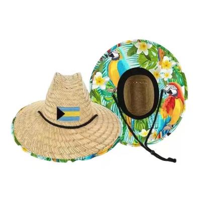 China R059 Paja Straw Hat Paja Cushion Grass Beach Straw Hat Beach Straw Hat Hollow Surf Custom Made Neutral Wholesale Striped Brim for sale