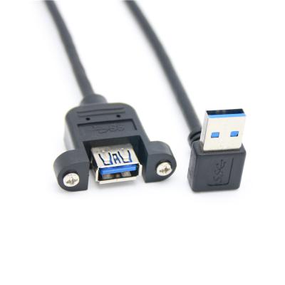 China Factory Price MP3/MP4 Player Down Angle 90 Degree Usb 3.0 Male With Female Cable Panel Mount Extension Cable With Screws for sale