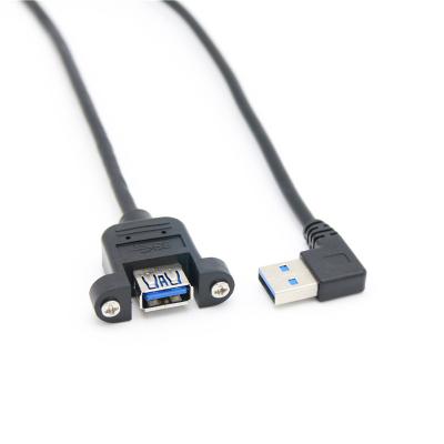 China Factory Cheapest MP3/MP4 Player 90 Degree Usb 3.0 Male Left Angle With Female Cable Panel Mount Extension Cable With Screw for sale