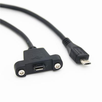 China Hot Selling Video Game Player Panel Mount USB Extension Cable Micro USB Male To Micro Female Adapter Cable With Screws for sale