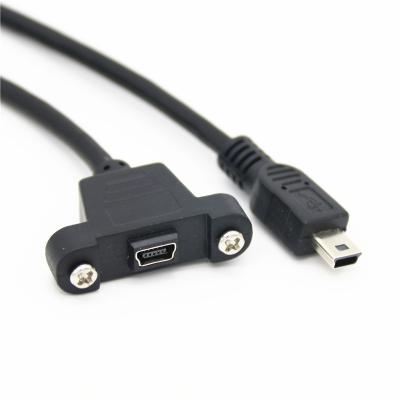 China Wholesale USB 2.0 Male Mini B Mini Video Game Player USB To Female Mini B Usb Panel Mount Adapter Cable With Screws for sale