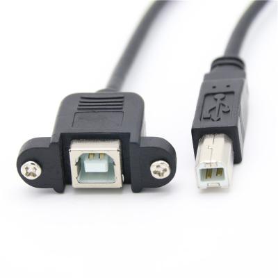 China Mobile Phone USB 2.0 Type B Male To Female B Printer Extension Cable With Panel Mount Screw Printing Cable For Printer Scanner Fax Cable for sale