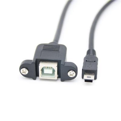 China Mobile Phone Mini USB To Type B Printer Extension Cable With Panel Mount Screw USB Printing USB 2.0 Female Cable for sale