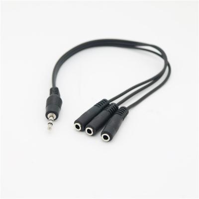 China Car Stereo 3.5mm Audio Splitter Male To Aux Earphone Cable 3 Audio Cable. adapter female for car laptop earphone computer phone for sale