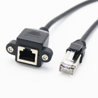 China Free Sample Network Extension Cable Male Rj45 To Computer Ethernet Lan Cable With Panel Mount Female Screw RJ45 for sale