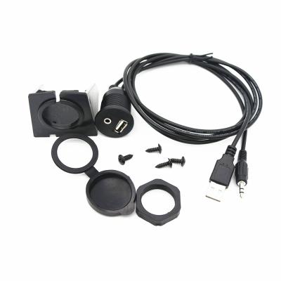 China 2AM Car USB to AUX Extension Flush Panel Waterproof AF and DC3.5mm Dash Cable. rack for the aux cable. USB car motorcycle boat car for sale