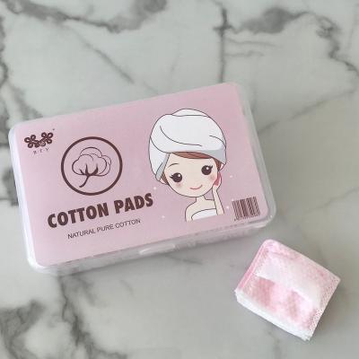 China Ultra Soft 128 Pieces High Quality Cotton Non-woven Cotton Two-in-One Place Disposable 100% Cotton Makeup Remover Pad for sale