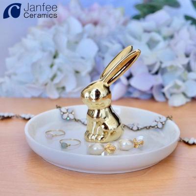 China Jewelry Packaging & Show Handmade Gold Rabbit Ring Dish Holder for Jewelry Wedding for sale