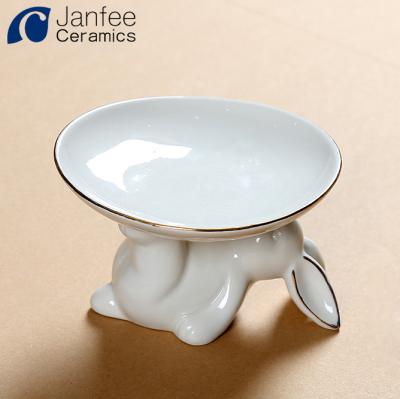 China Jewelry Packaging & Display Rabit Shaped Ceramic Jewelry Ring Holder Dish Trays Trinket Tray for sale