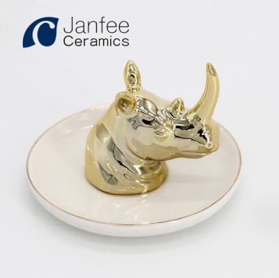 China Jewelry Packaging & Popular Cow Ring Dish Ceramic Jewelery and Display Dish Ring Holder for Wedding for sale