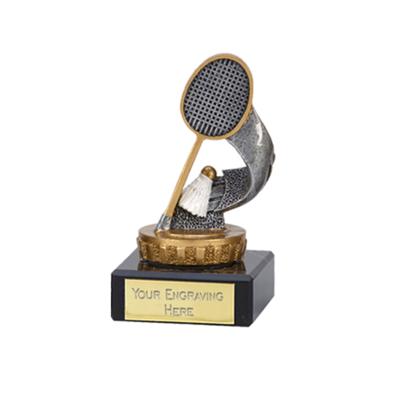 China Europe resin novelty badminton racket ball trophy board award cup for sale