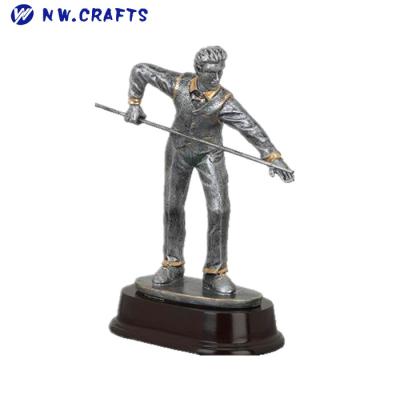 China Europe Resin Billiards Awards Professional Male Billiards Player Figurine Trophy for sale