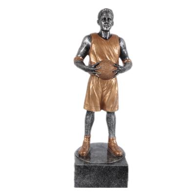 China Custom Statue Resin Male Europe Basketball Player Nameplate Basketball Trophy Souvenirs for sale